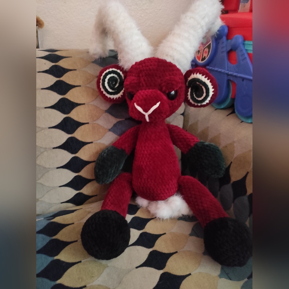 20" Red & Green Crochet Goat